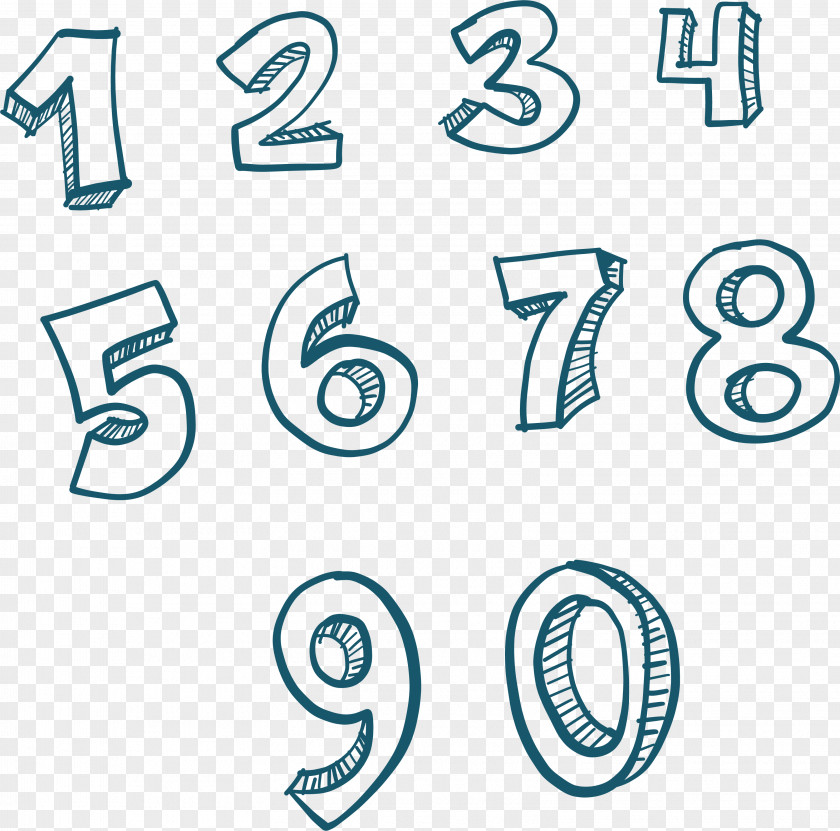 Hand-painted Numbers 1 To 9 Number Euclidean Vector Numerical Digit Download PNG