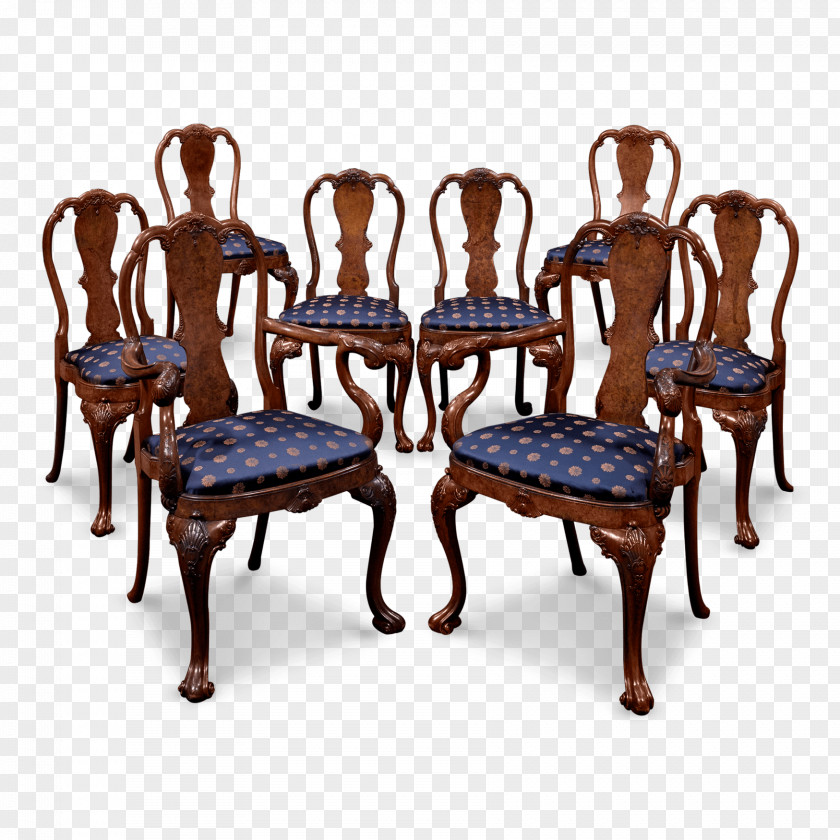 Antique Carved Exquisite Chair Table Furniture PNG