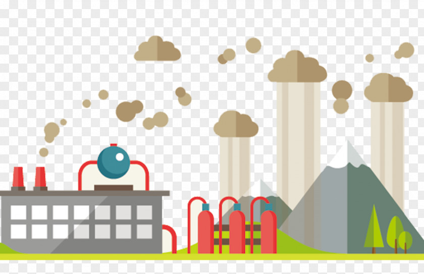 Cartoon City Ecology Flat Design Concept Illustration PNG