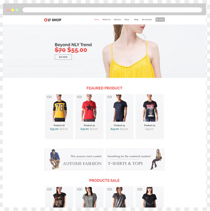 WordPress E-commerce Theme T-shirt Product PNG