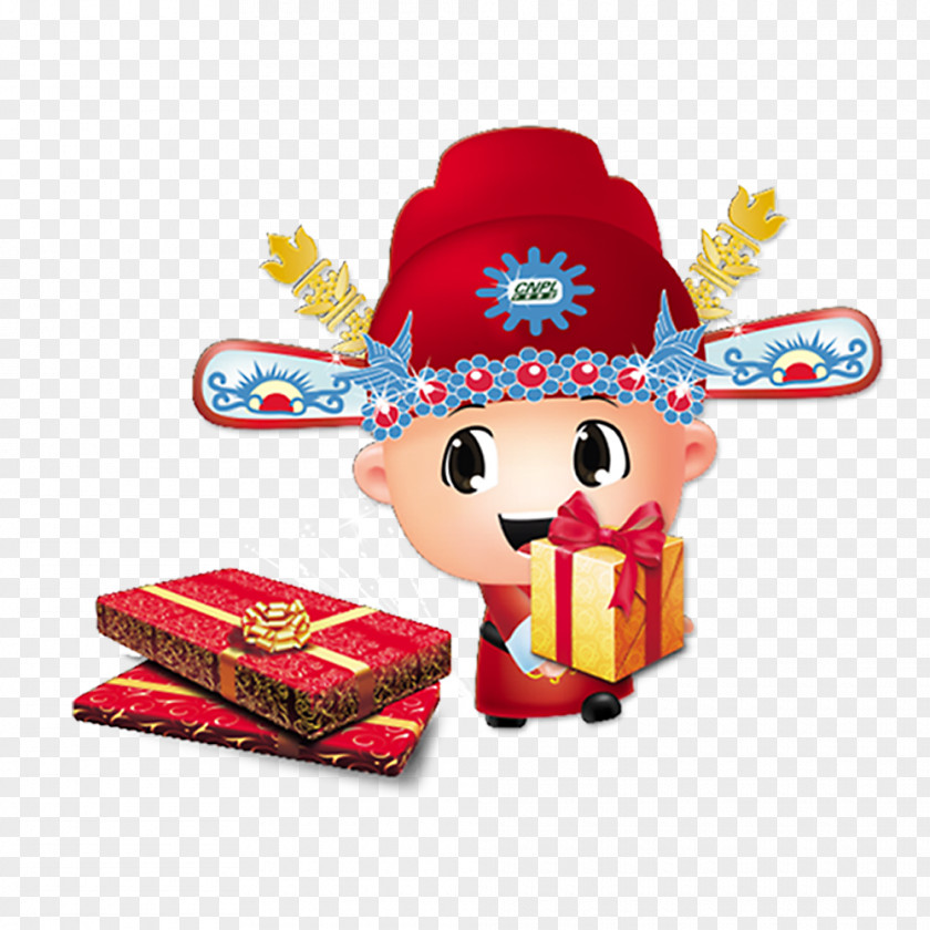Big Eyes Cute Cartoon Fortuna Caishen Chinese New Year Illustration PNG