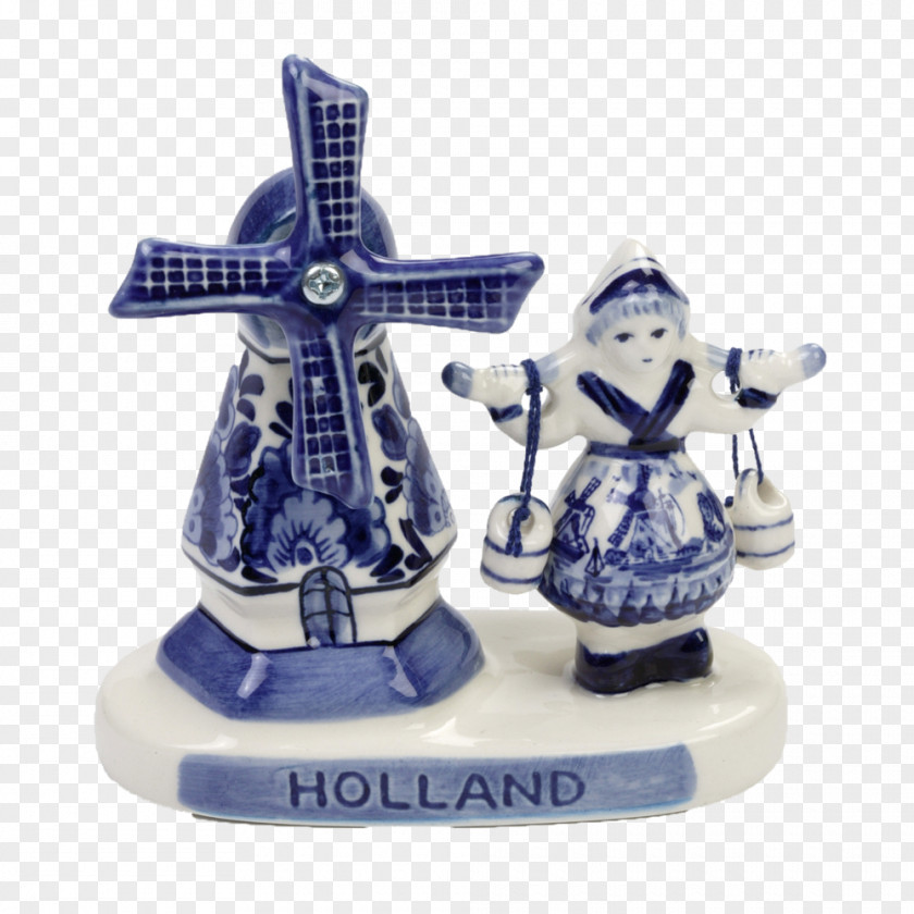 Ornament Blue Delftware Figurine Windmill Souvenir PNG