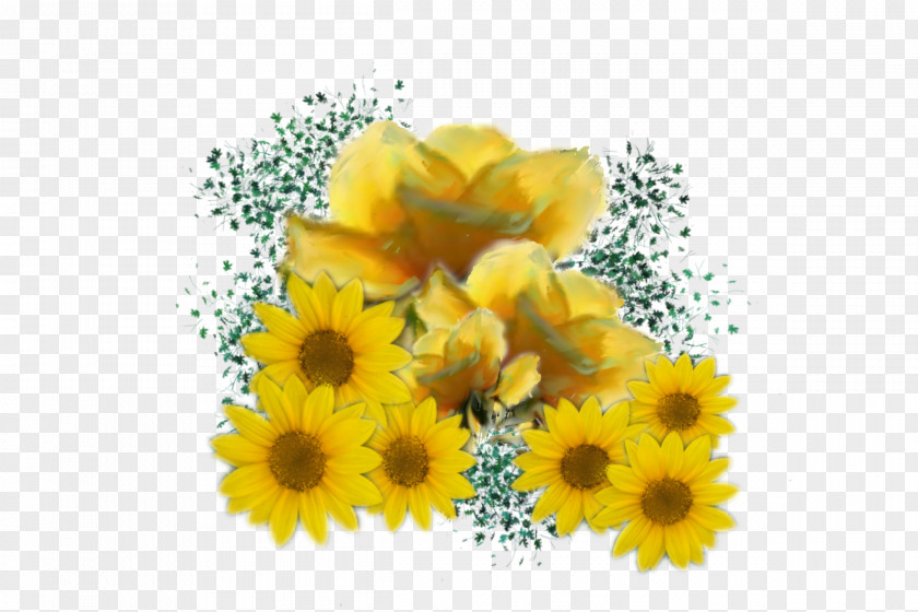 Yellow Rose Common Sunflower Desktop Wallpaper PNG