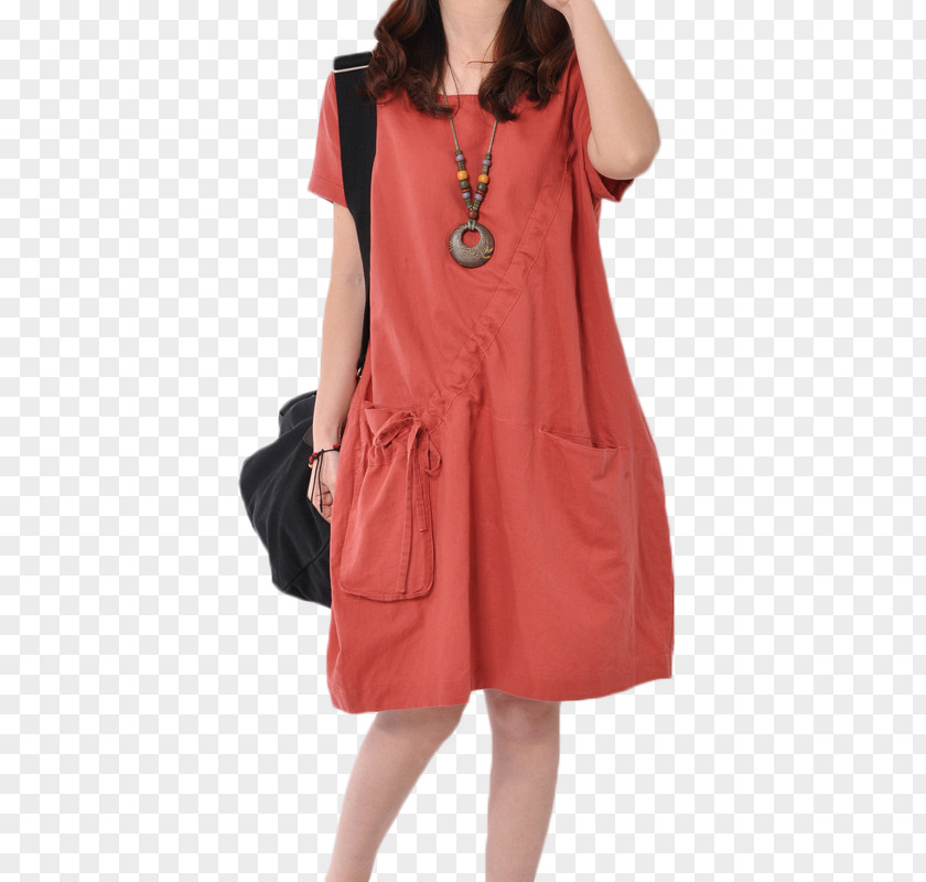 Casual Cotton Dress Fashion Model Sleeve PNG