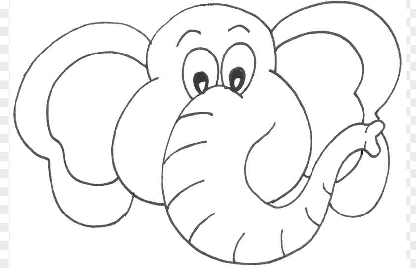 Outline Of Elephant Face Coloring Book Drawing Clip Art PNG