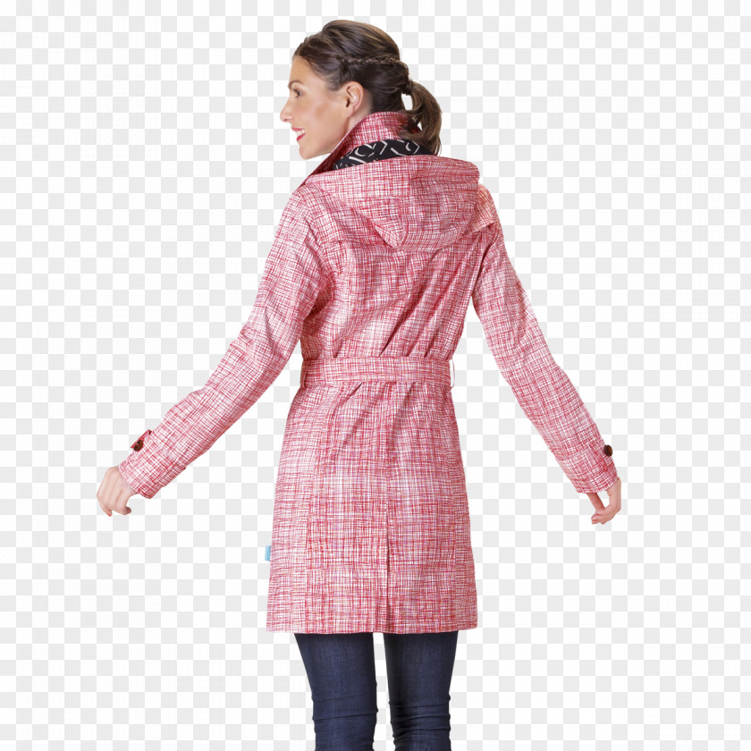 Trench Coat Tartan Outerwear Sleeve Pink M PNG