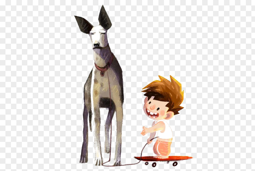 Boy And Dog Drawing Concept Art Illustration PNG