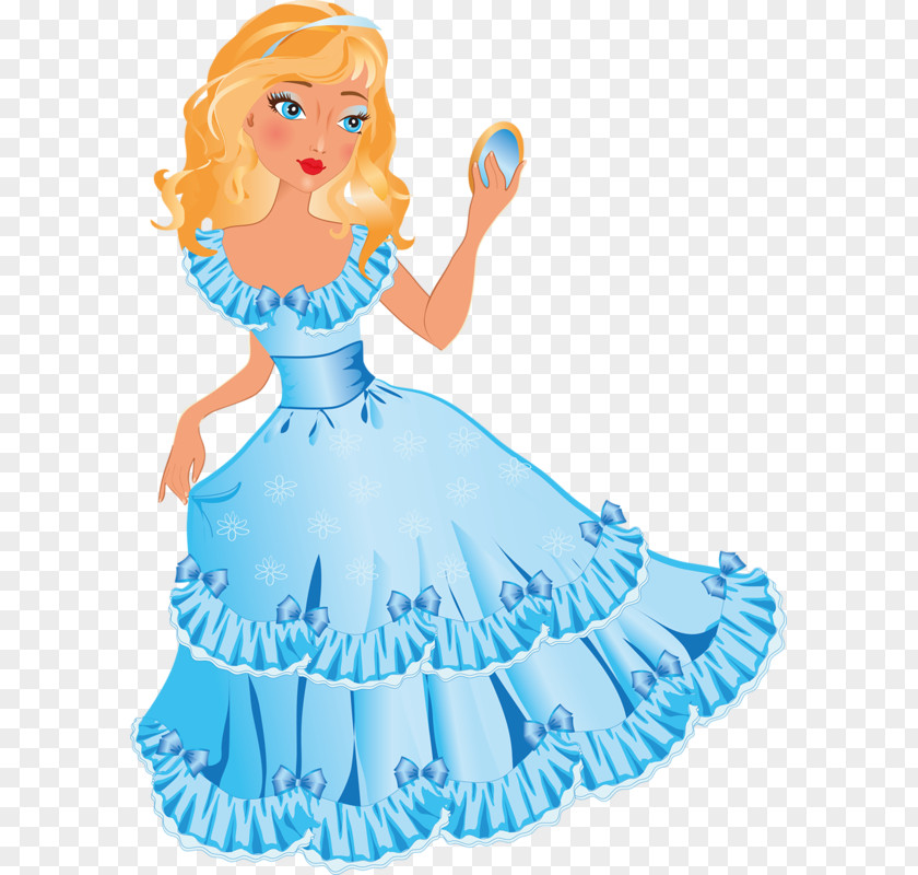 Princess Skirt In Blue Mirror Cartoon Dress Clip Art PNG