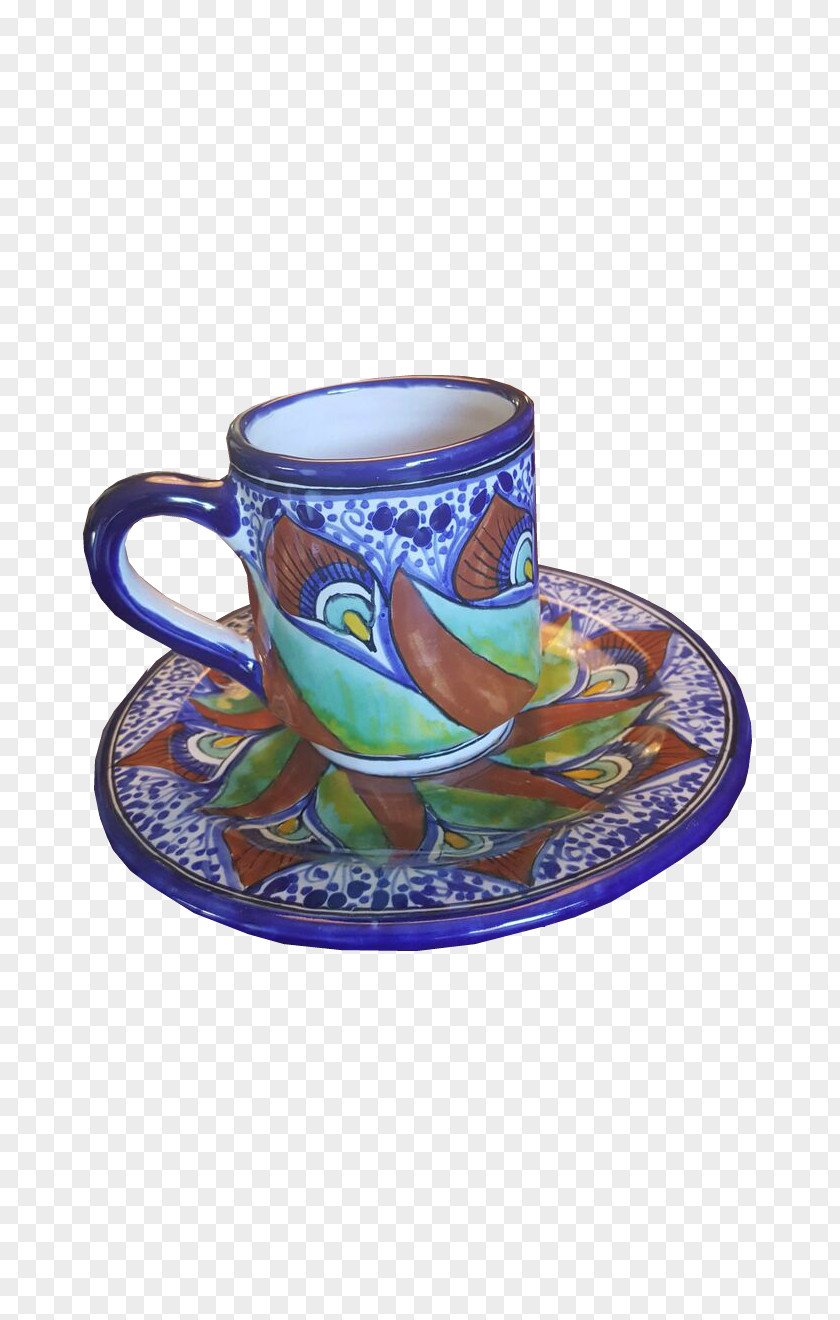 Talavera Pottery Coffee Cup Ceramic Saucer Mug PNG