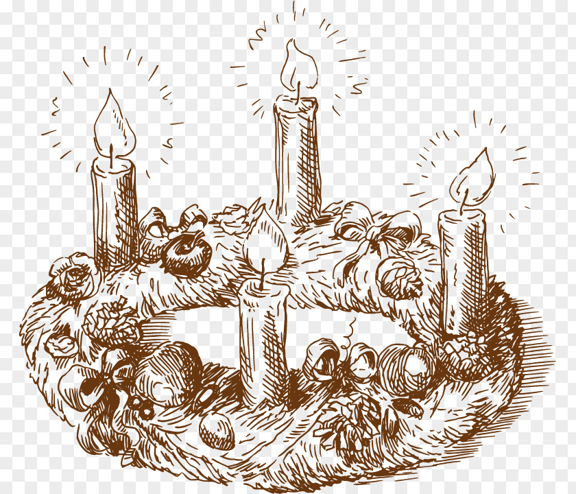 Candle Wreath Vector Material Drawing Clip Art PNG