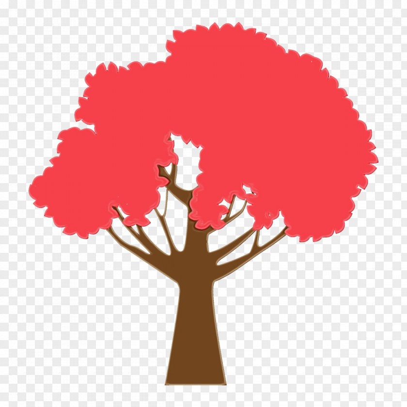 Silhouette Logo Red Tree Plant PNG