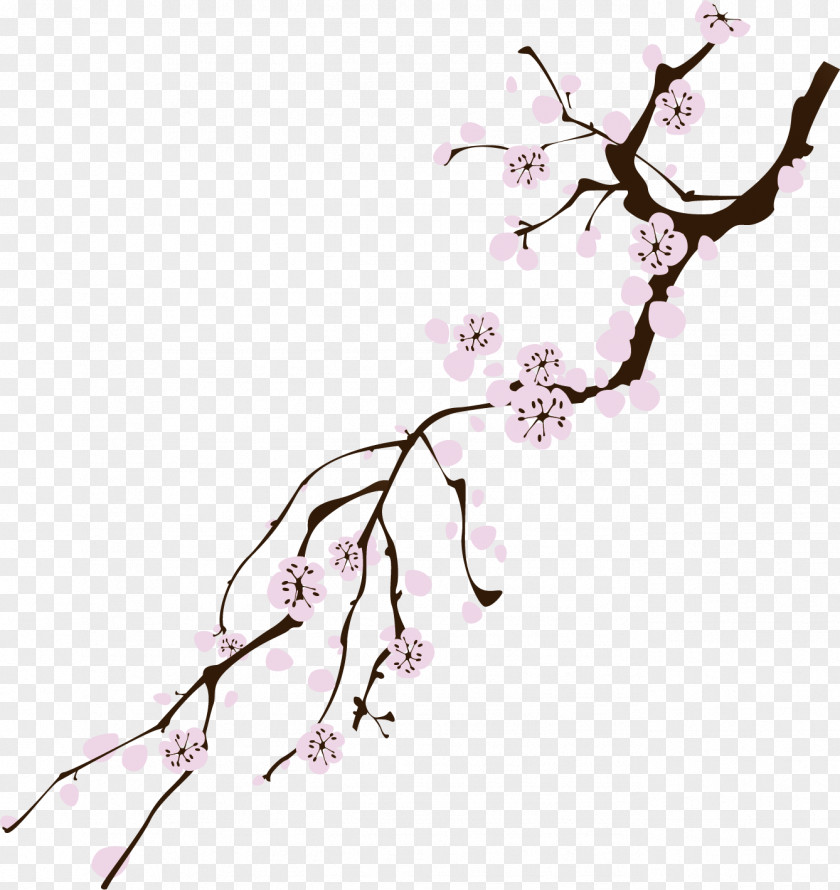 Adobe Watercolor Design Plum Blossom Image PNG