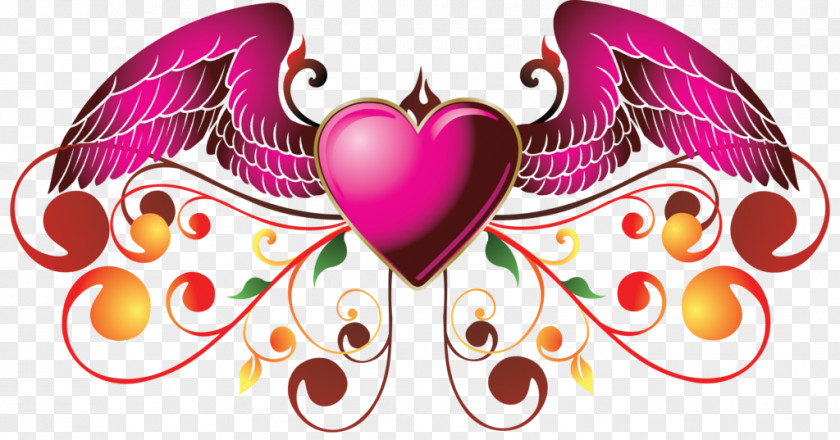 Peach Heart Butterfly Wallpaper PNG