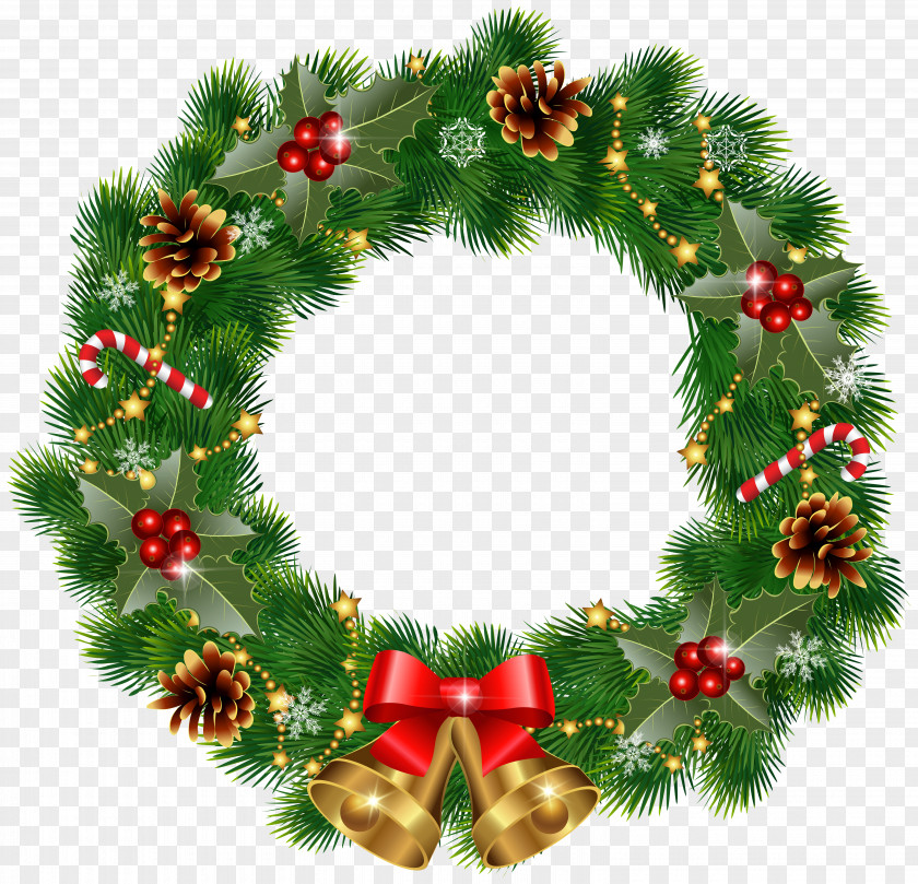 Christmas Wreath With Bells Clipart Image Decoration Clip Art PNG