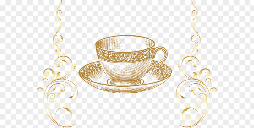 Vector Golden Cup Tea Clip Art PNG
