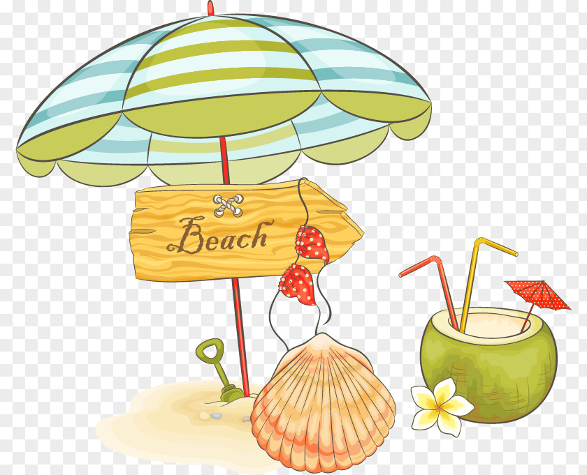 Parasol Summer Vector Material Beach Cartoon Clip Art PNG