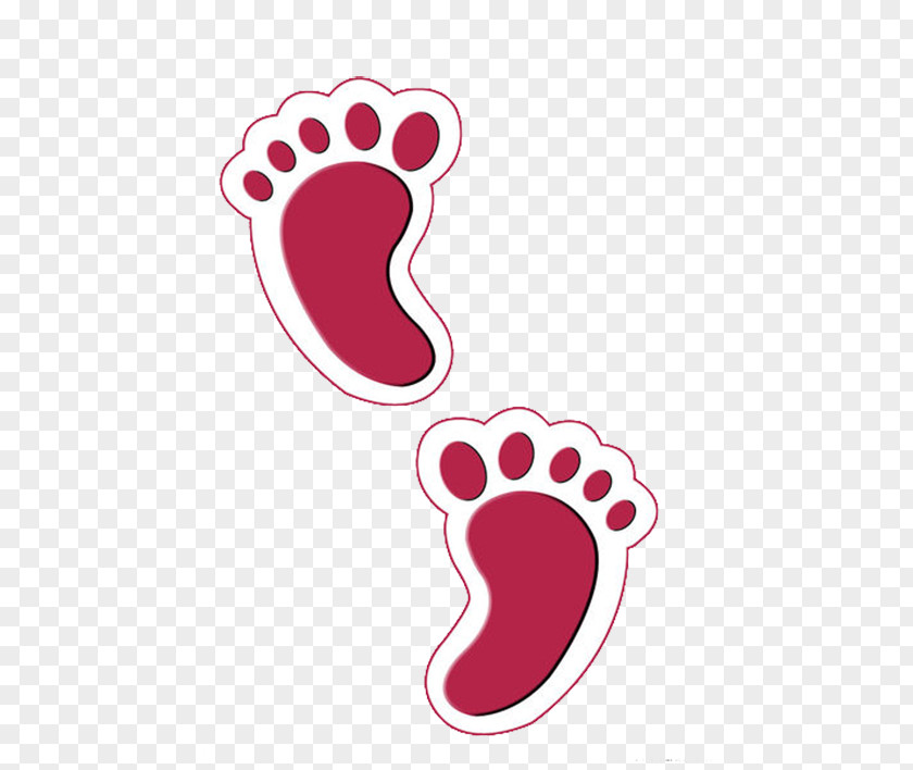 Red Cute Footprints Poster PNG