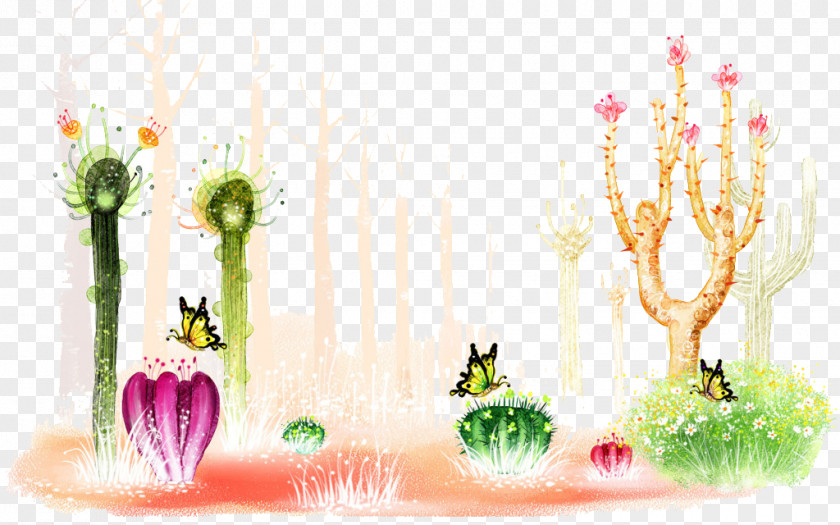 Cactus Cactaceae Poster Cartoon Illustration PNG