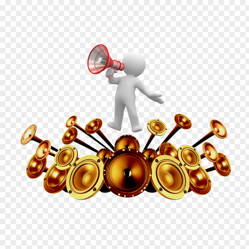 Standing On The Trumpet Loudspeaker Android Multi-core Processor Mobile Phone PNG