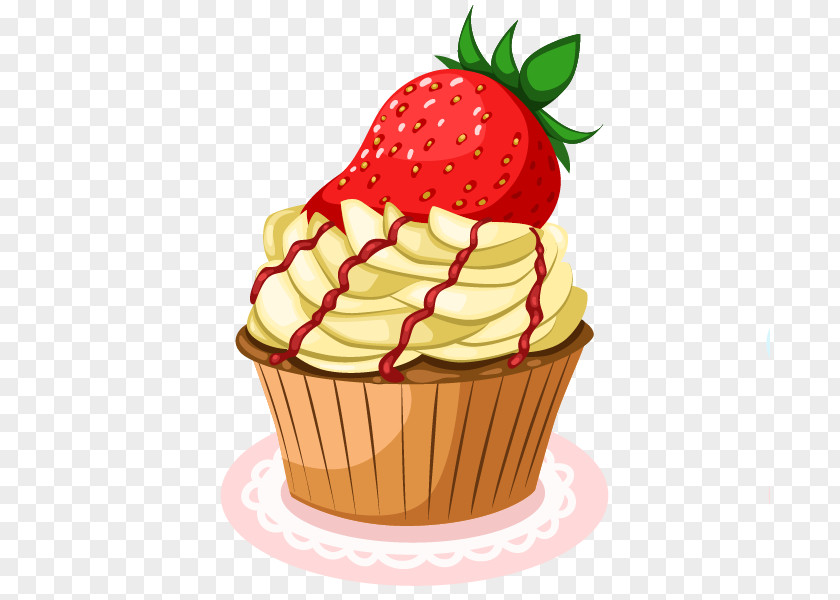 Cartoon Hand Painted Strawberry Cupcakes Cupcake Eleanor Oliphant Is Completely Fine Calendar Dessert PNG