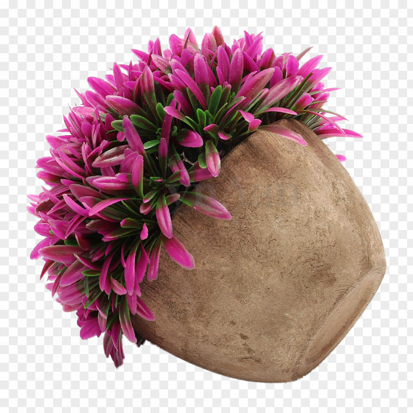 Purple Flower Pot Flowerpot Border Plants Tree PNG