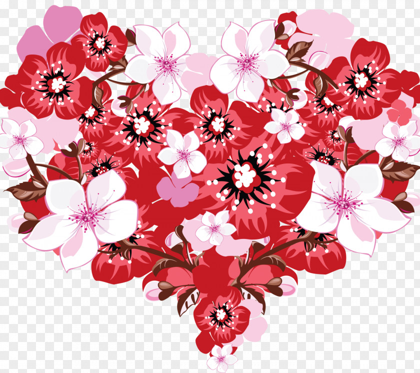 Flower Heart Valentine's Day Rose PNG