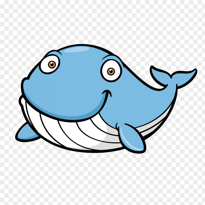 Cute Blue Whale Vector Clip Art PNG