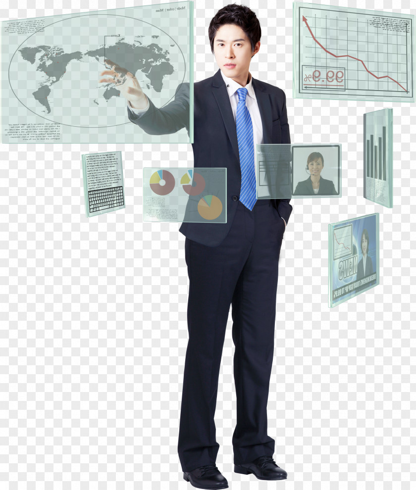 Business Man And Chart Antreprenor PNG