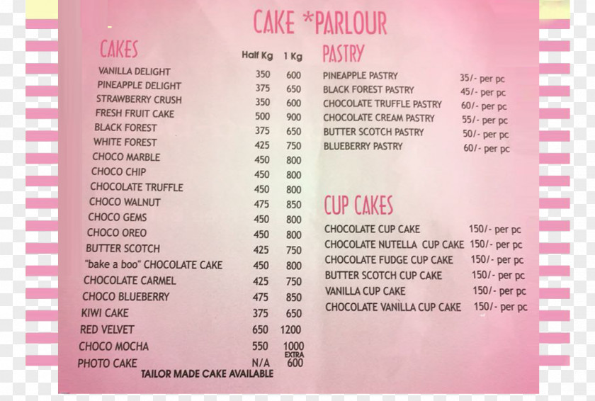 Menu Price Cake Brand Font PNG
