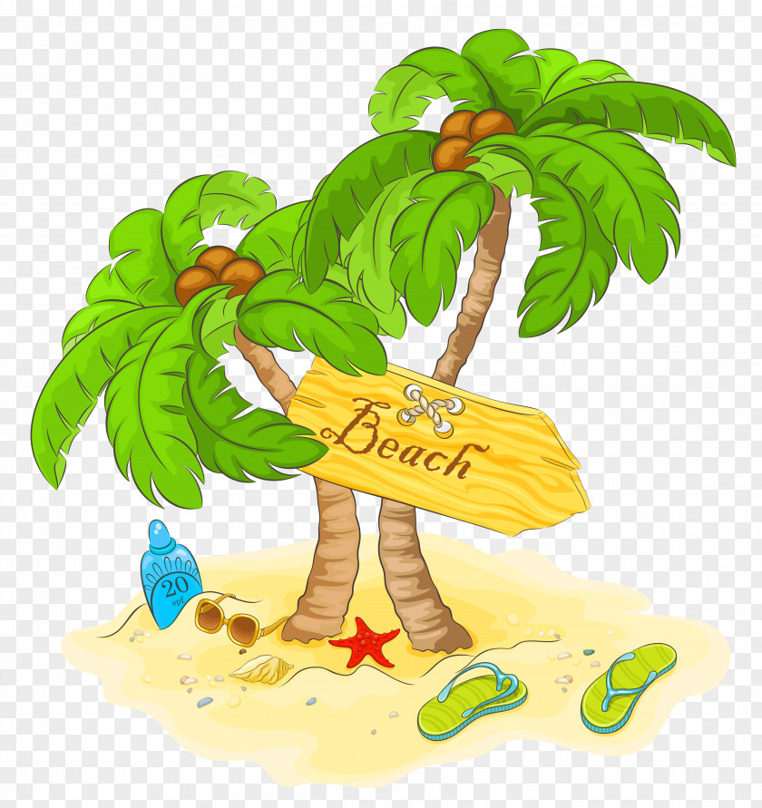 Vacation Palm Islands Sandy Beach Clip Art PNG