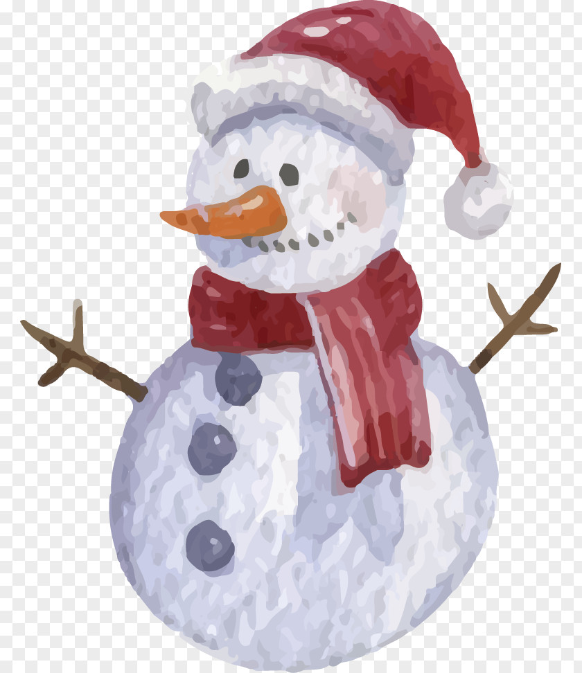 Vector Painted Snowman Watercolor Painting Christmas Illustration PNG