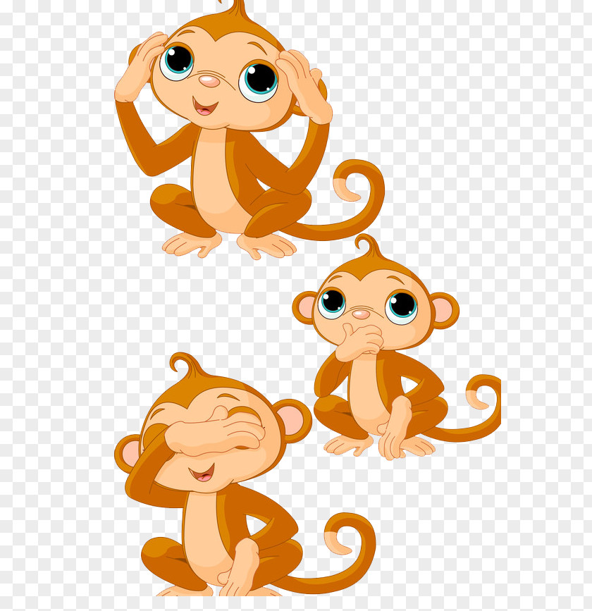 Cartoon Baby Monkey Emoticons Creative Decorative Buckle Free Drawing Clip Art PNG