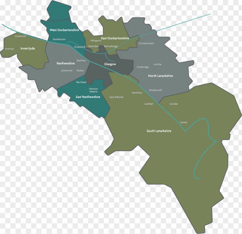 Map Glasgow South Lanarkshire Motherwell River Clyde West Dunbartonshire PNG