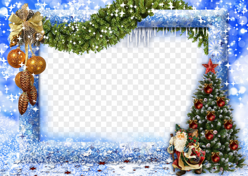 Blue Christmas Frame Picture New Year PNG