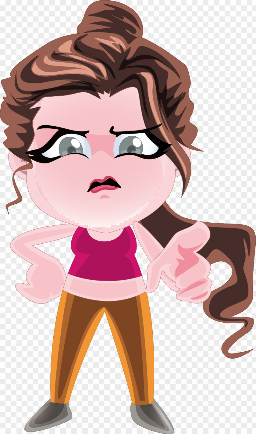 Long Haired Woman Cartoon Illustration PNG