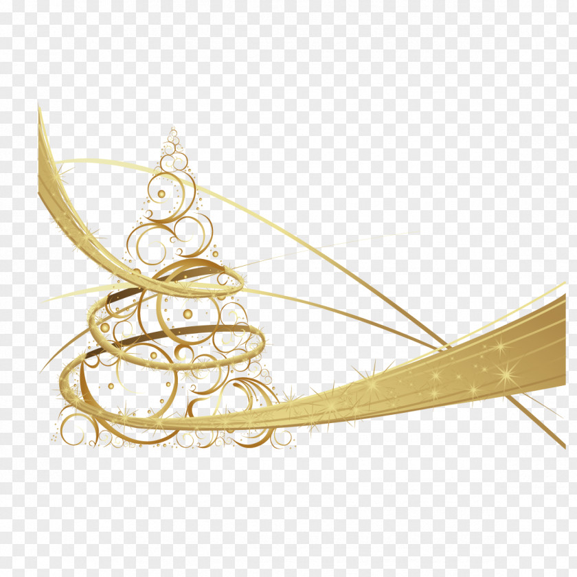 Golden Christmas Tree Santa Claus Euclidean Vector PNG