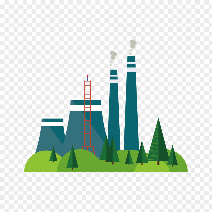 Vector Building And Green Space Illustration PNG