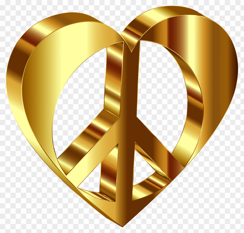 Gold Heart Peace Clip Art PNG