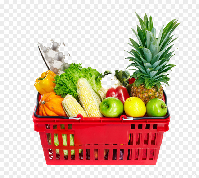 A Basket Of Vegetables Vegetable Fruit Supermarket PNG