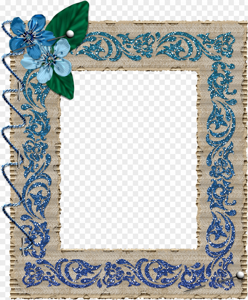 European Blue Flower Frame Icon PNG