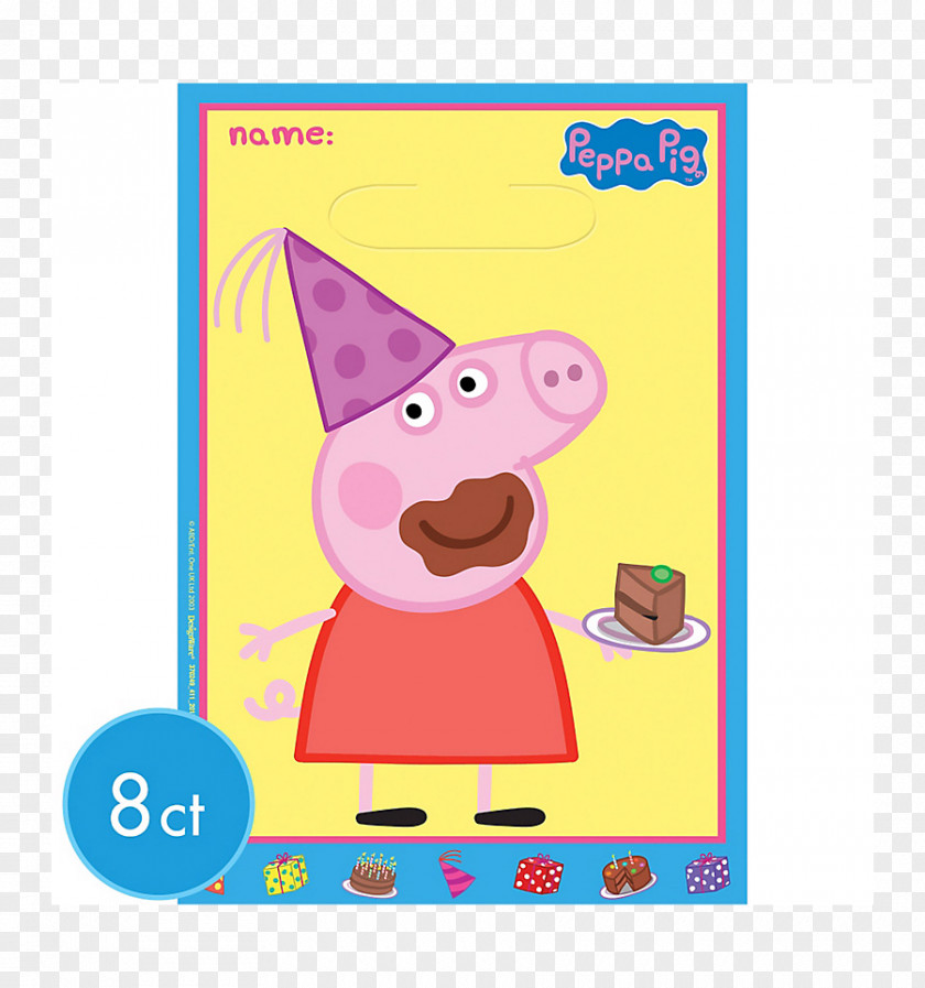 Peppa Party Favor Daddy Pig Balloon Bag PNG
