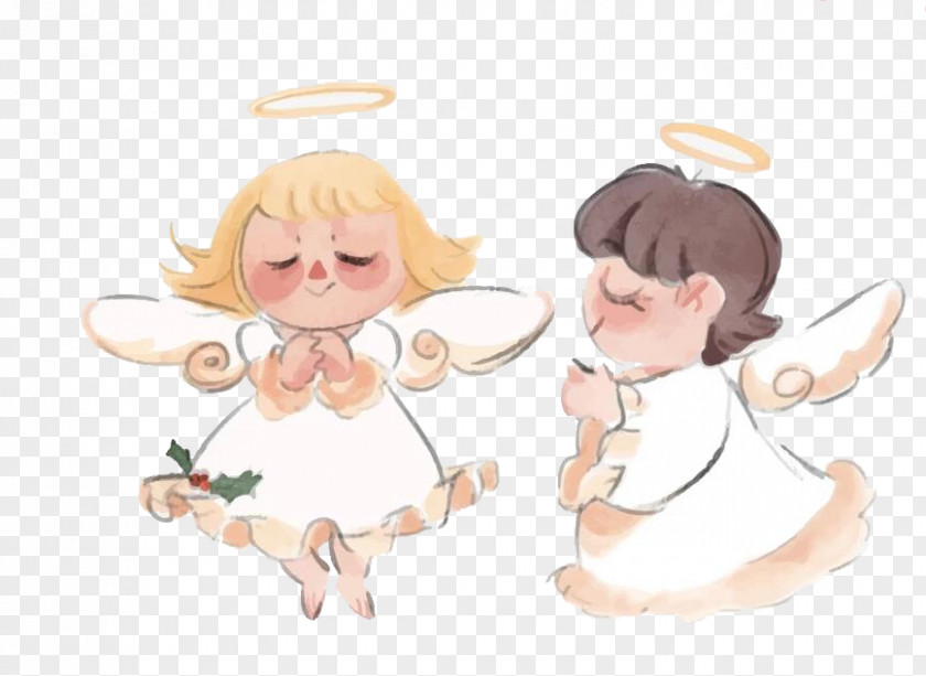 White Angel Prayer Illustration PNG