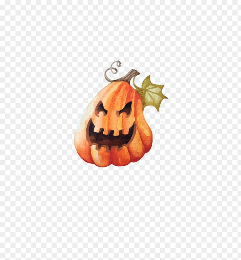 Smiling Pumpkin Head Halloween Watercolor Painting Illustration PNG
