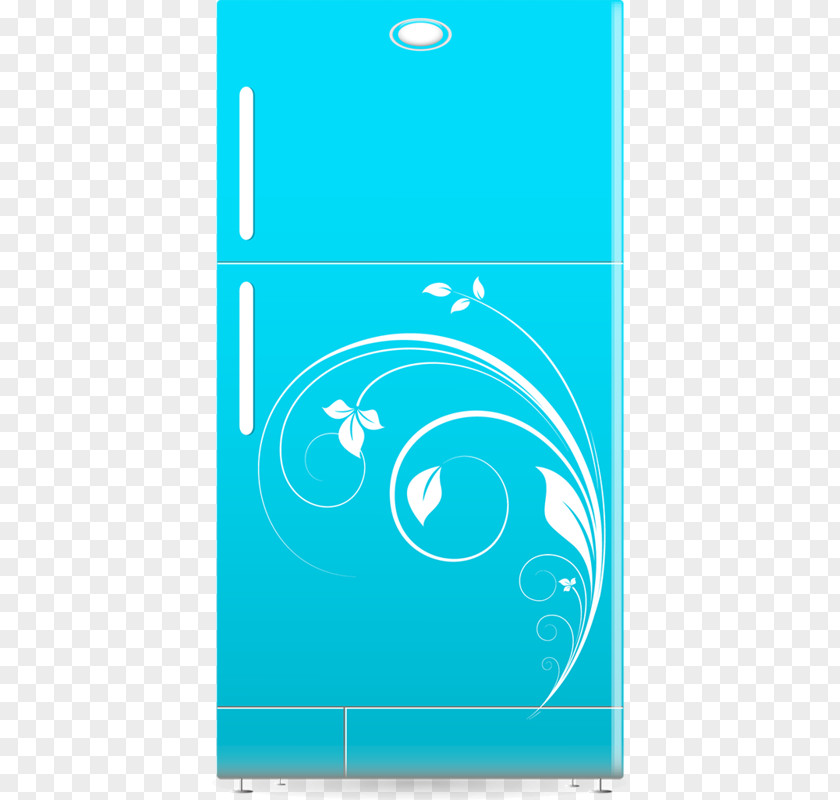 Blue Ring Decorated Refrigerator Kitchen Furniture PNG