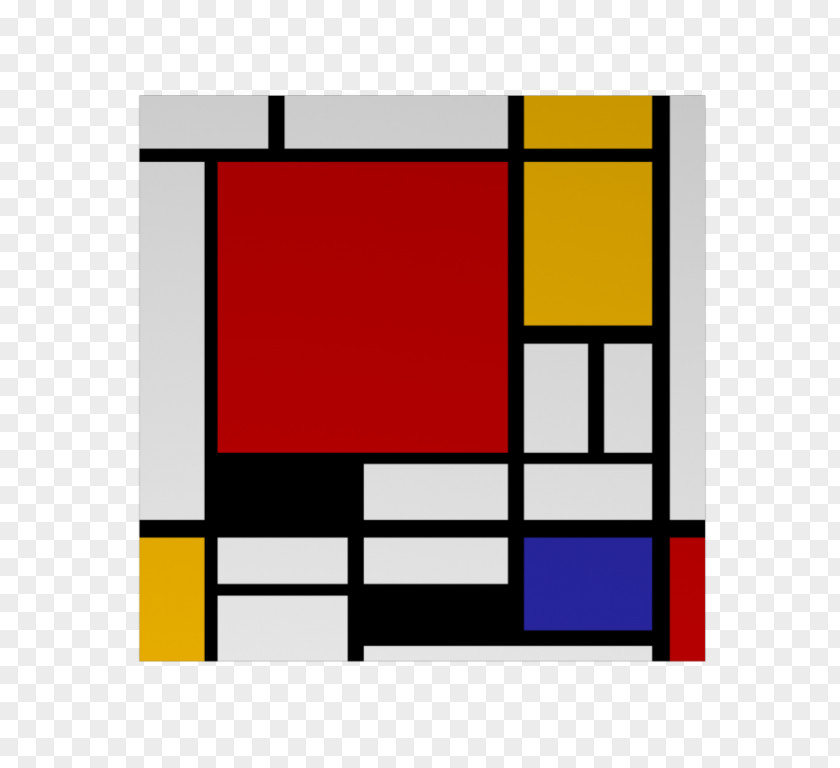 Painting Composition II In Red, Blue, And Yellow With Yellow, Black Line, Second State De Stijl PNG
