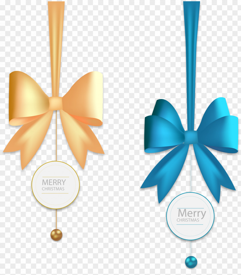 Vector Painted Golden Bow And Blue Butterfly Machine Ribbon If(we) PNG