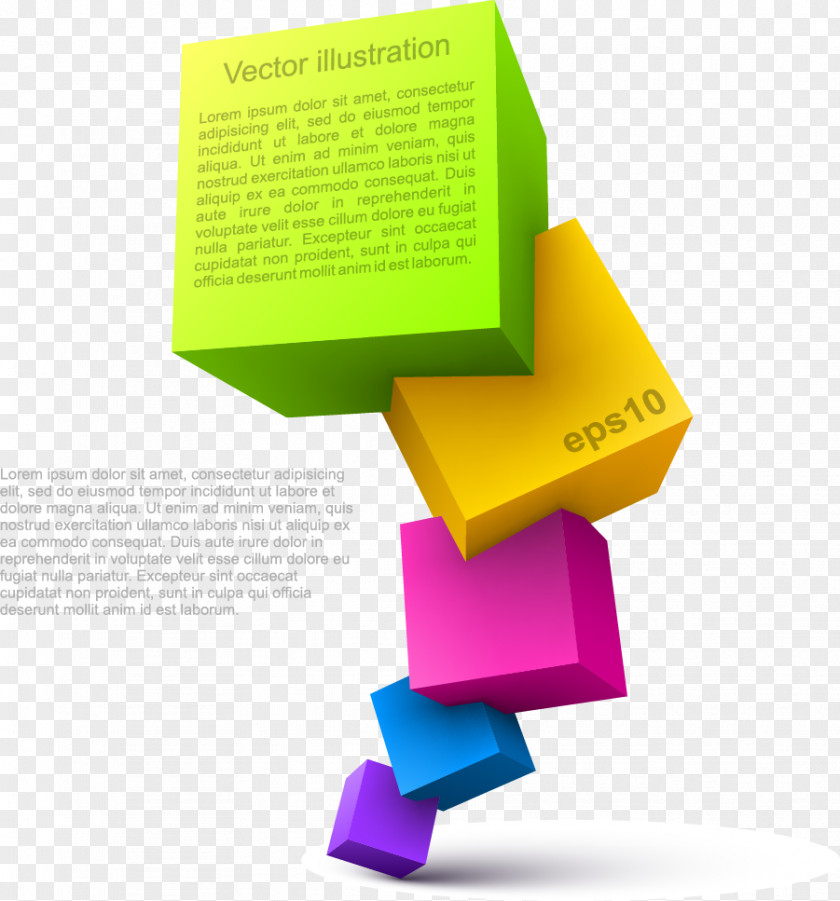 Color Cube Stack Material Three-dimensional Space Illustration PNG