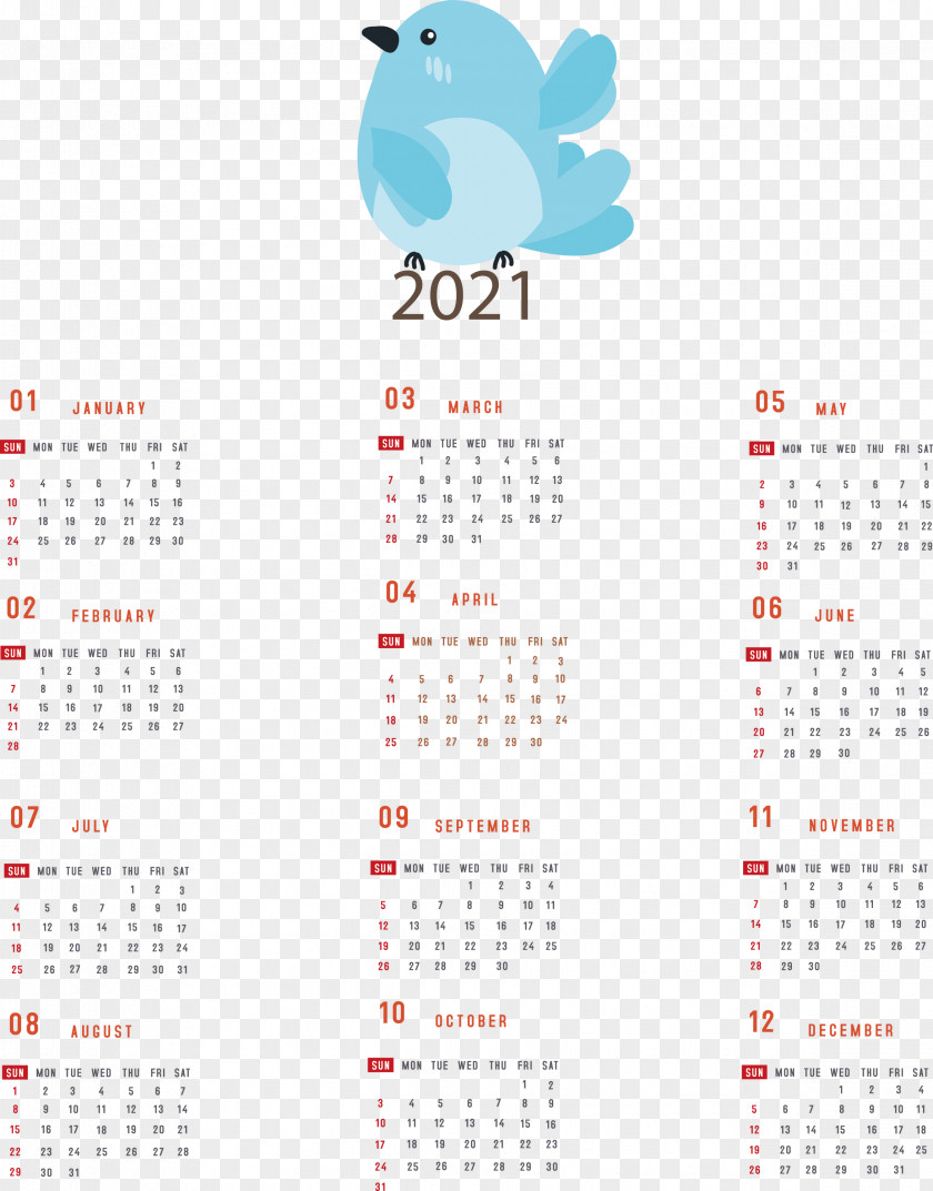 Printable 2021 Yearly Calendar PNG