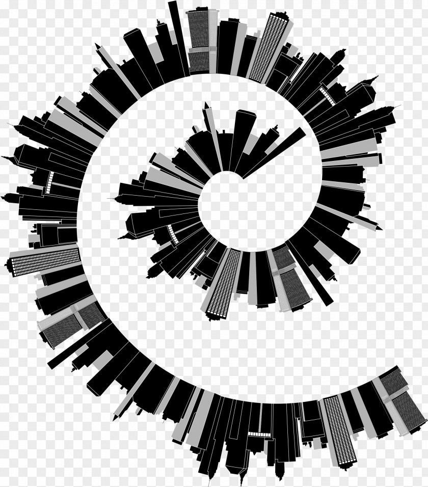 Spiral Cityscape Skyline Clip Art PNG