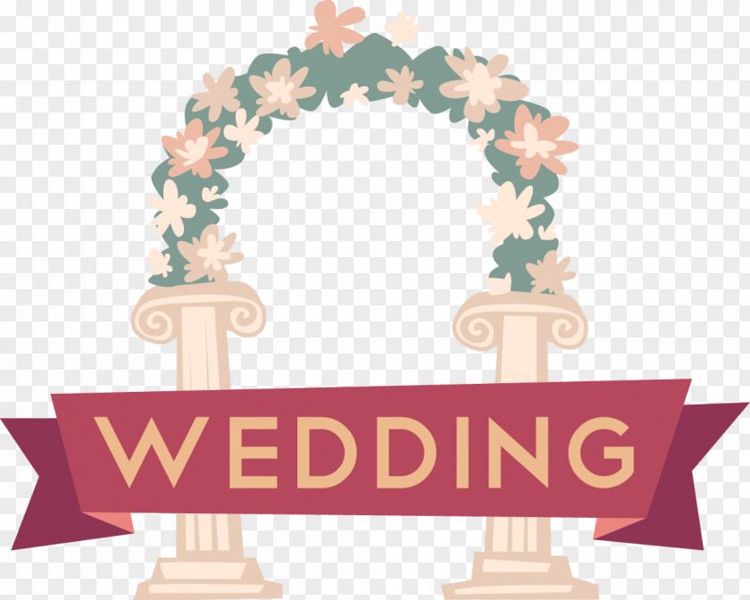 Cartoon Painted Wedding Arch Clip Art PNG